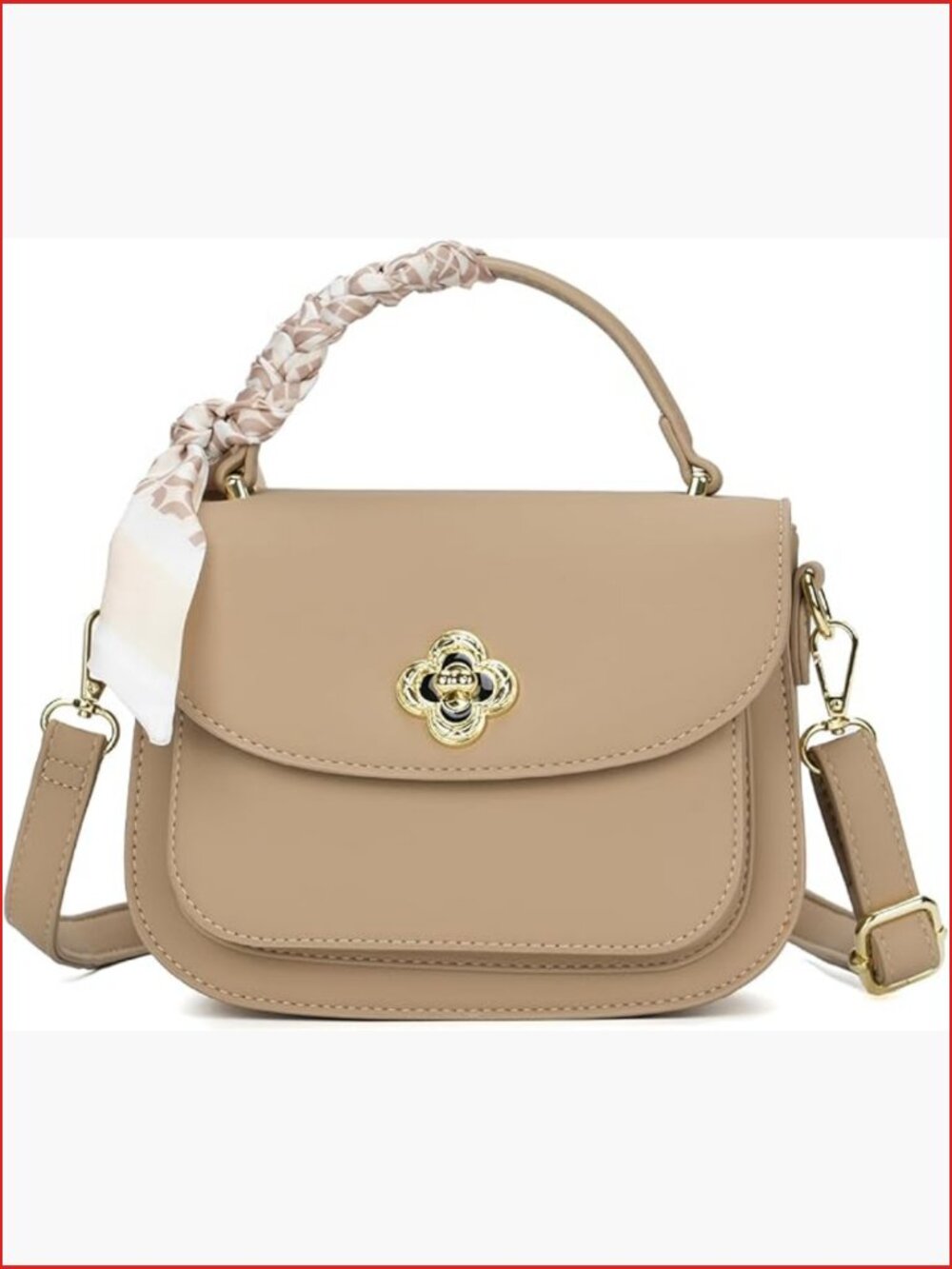 Vintage Vegan Leather Top-Handle Satchel Crossbody with Scarf Handle